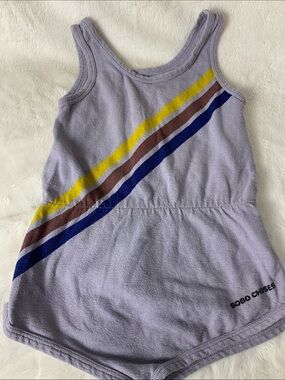 Bobo Choses Lavender Tank Romper with Yellow Accent